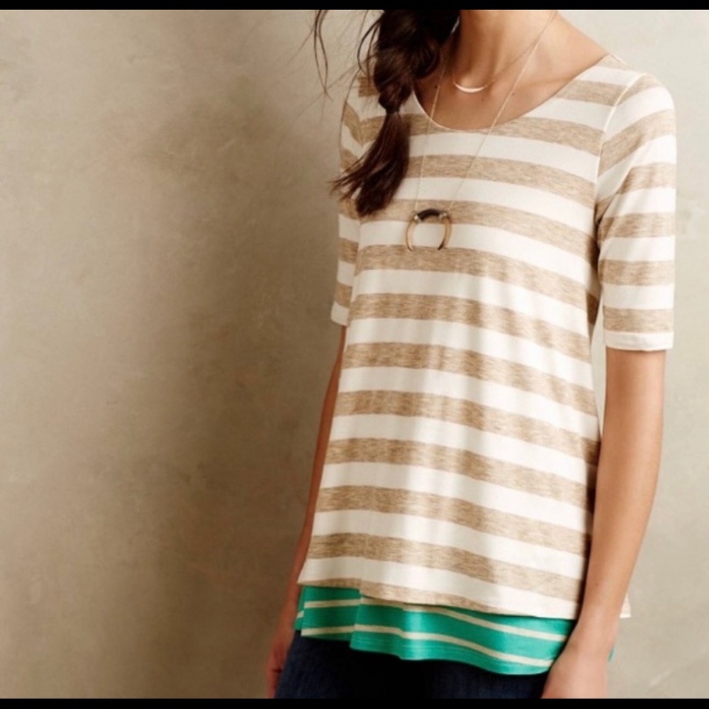 Anthropologie Puella Layered Stripe Swing Tee